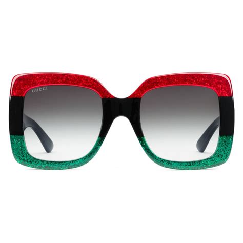 ovchiali donna gucci sfumato verde glitter rosso|Occhiali da sole Donna Gucci .